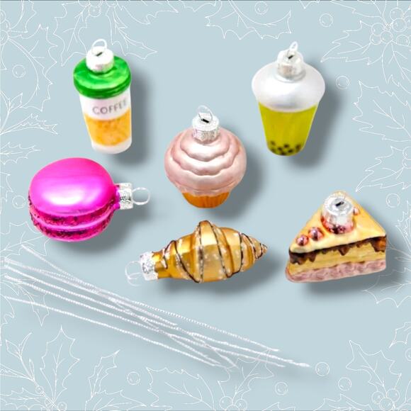 Target Bullseye 6 Pack Glass Sweets Coffee Ornaments 2024 New 2"-3" - Picture 1 of 2